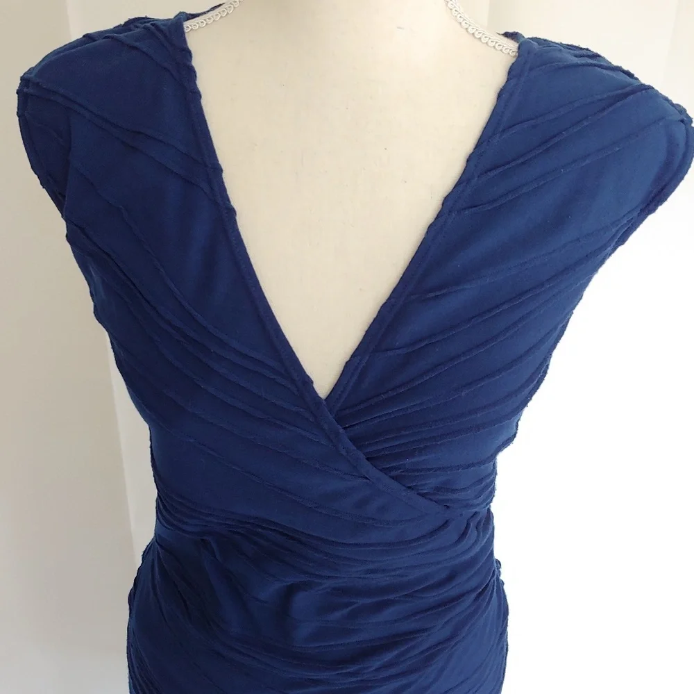 Max Studio Blue Ruched Dress - Picture 2 of 8